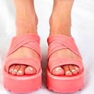 BEARPAW Altitude Suede Sandals Pink Size 8